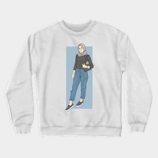 Girl Blue Jeans Crewneck Sweatshirt